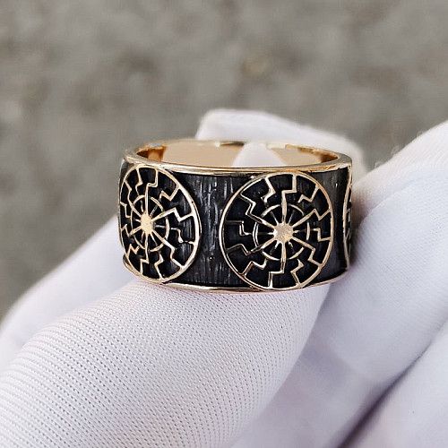 Black Sun Ring Sonnenrad Band Ring | Forefathers-art